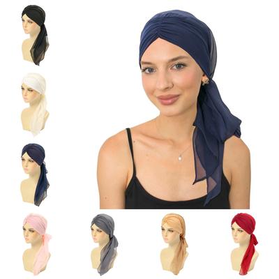 Nový Dámský Muslimský Turban Hidžáb Klobouk na Chemoterapii při Rakovině Jednobarevná Čepice Pokrývka při Ztrátě Vlasů Šátek na Hlavu Pružná Bandana Předvázané Pokrývky Hlavy