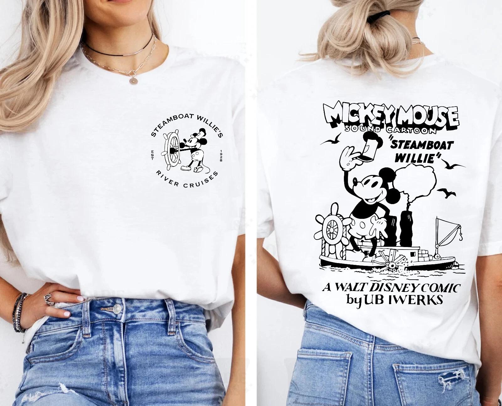 Disney Mickey Mouse Steamboat Willie Sound Cartoon Unisex Shirt 3XL