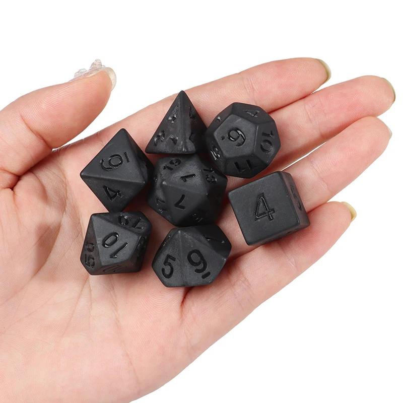 7pcs/lot Matte Black Dice Collection D4 D6 D8 D10 D D12 D20 Digital Dice Entertainment Party Table Games Polyhedral Dice