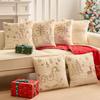 Christmas Throw Pillow Covers Soft Plush Faux Fur Embroidery Decorative Cushion Cover for Couch Bedroom Holiday Festivals Winter