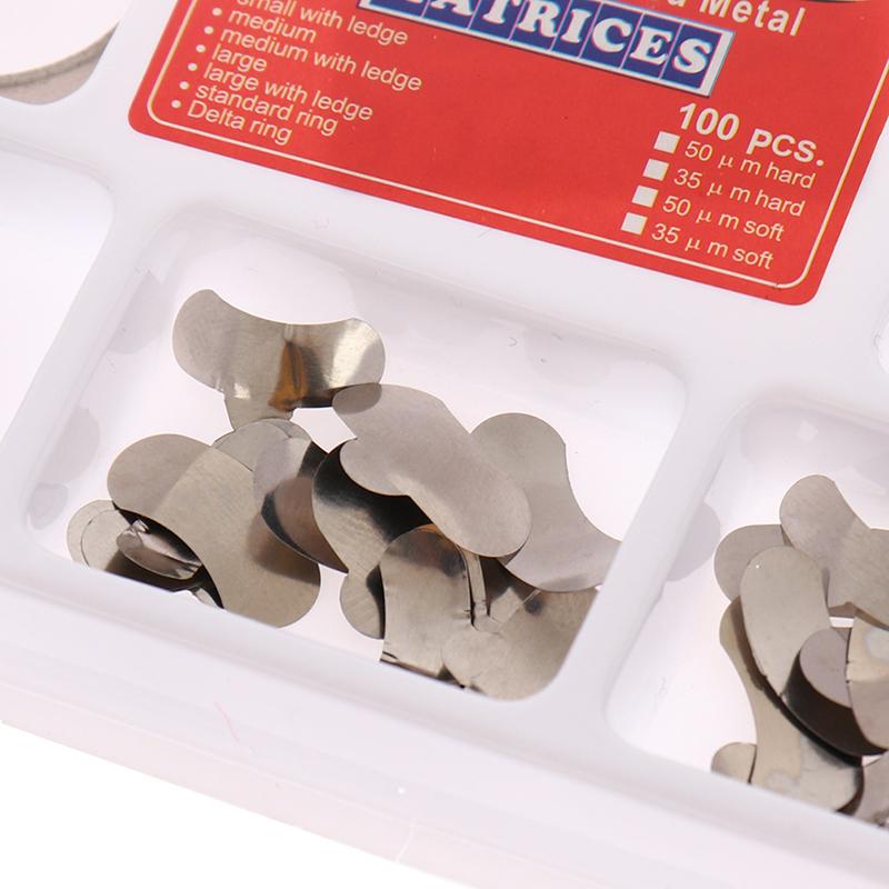 100Pcs Dental Matrix Sectional Contoured Metal Matrices No.1.398 Lmws 2 Rings
