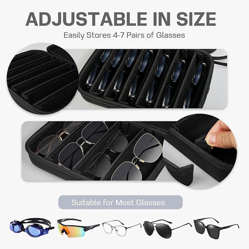 A Black Glasses Storage Bag (Only The Bag, Glasses Not Included), Adjustable 6-Slot Glasses Organizer, Portable Vacuum Cleaner Storage Bag