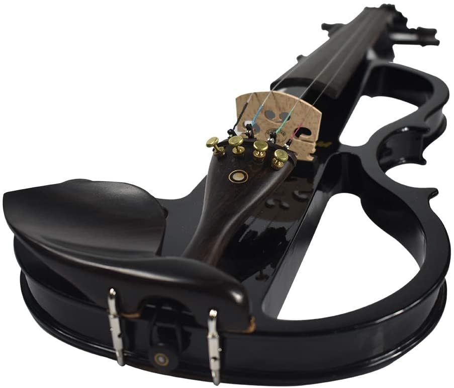 Ennbom Electric Violin Ebony Silent Violin Glossy Beginner Set 4/4 (Sparkly Black)