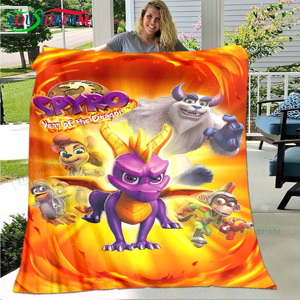3D Klasické hry S-Spyro Drak Deka Hvězdné Umění Flanelová Tenká Deka Přenosná Domů Cestování Kancelář Deka na Obědovou Přestávku Dárek