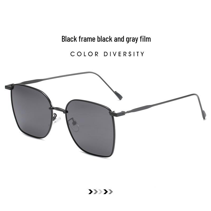 Korean Style Polarized Metal Sunglasses 8078 - Trendy Large Frame UV Protection