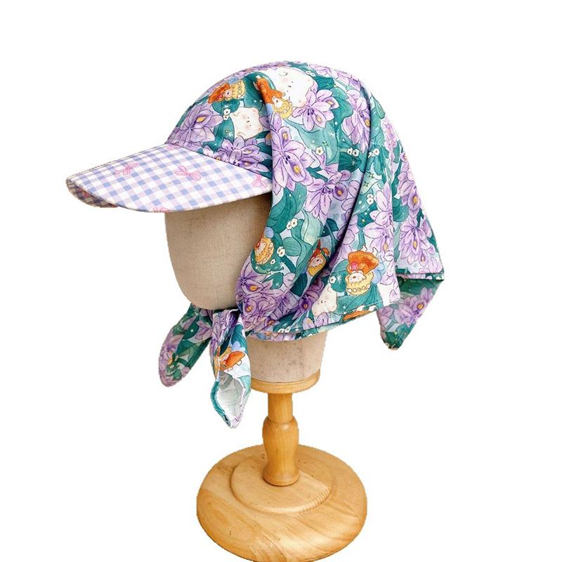 French Retro Literary Printing Headscarf Caps For Women Spring And Summer Outdoor Shopping Po Seaside Vacation Sun Hat