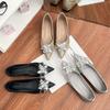 Fashion pointed single shoes 2025 spring women's light luxury style bow commuter style work shoes versatile soft sole flats