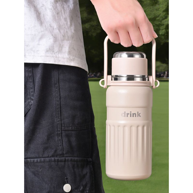 Double-Drink Student Large-Capacity Thermos Cup 316 Stainless Steel Sports Cross-Body Water Cup Special Cup for School and Travel