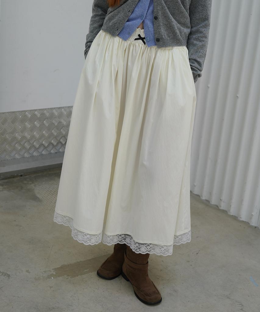 320 Showroom Chloé Lace Banding Midi Skirt Cream