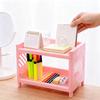 Office Desk Organizer, Double Layer Desktop Storage Rack for Stationery Supplies, Multifunctional Space Saving PP