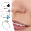 Small Thin Flower Clear Crystal Nose Ring Stud Hoop-Sparkly Crystal Nose Ring