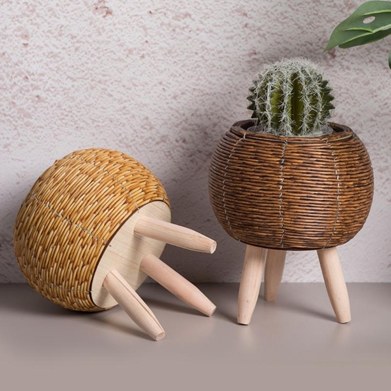 Rattan Weaving Flowers Plant Basket Grass Planter Indoor Outdoor Garden Pots Container for Bonsais Decorations