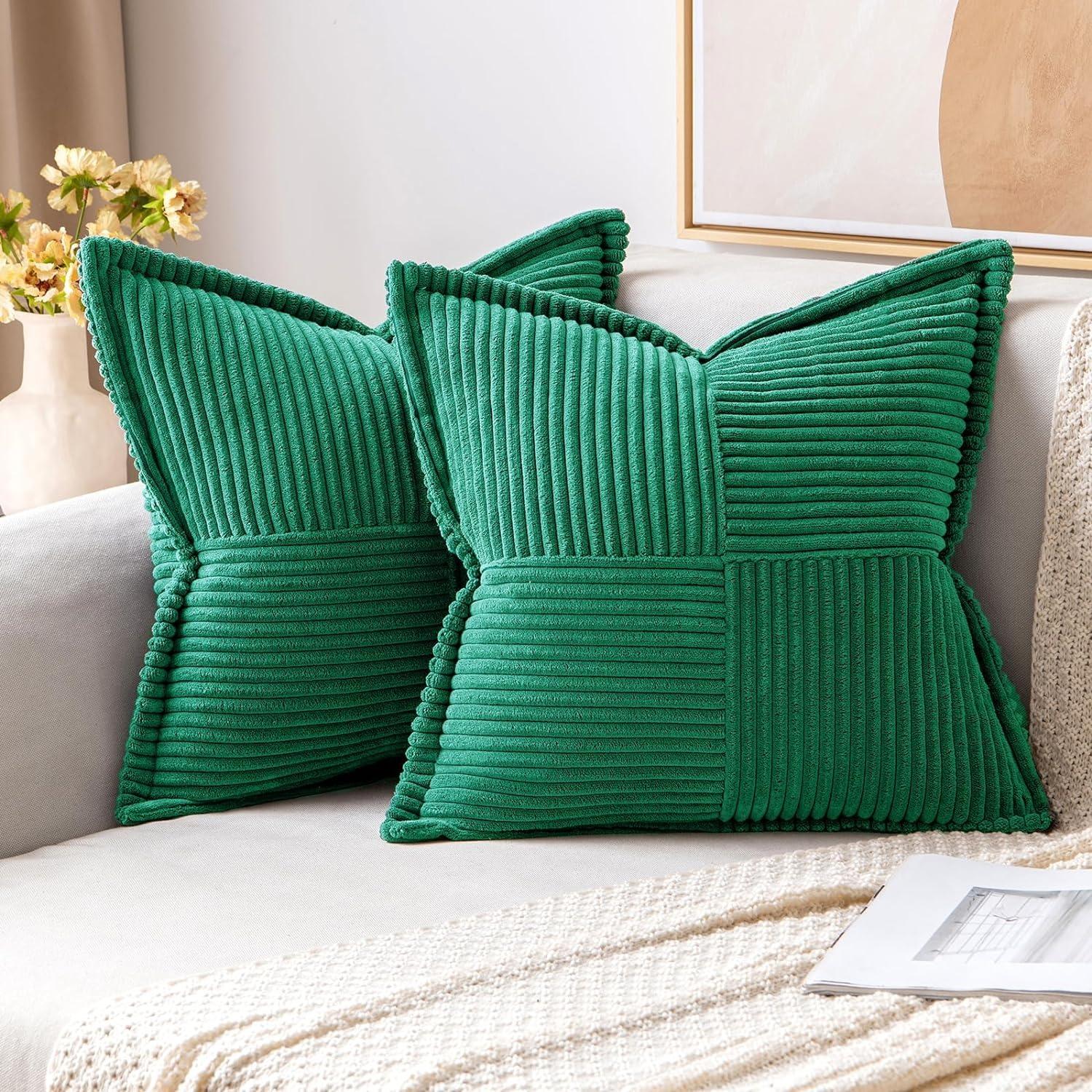 Kussensloop Decoratieve Huis Kussens Rood Retro Corduroy Zachte Pluche Kussensloop voor Bank Bank Kussenhoes 45x45 Kussen Knuffels 18Inch 45x45CM (1 Pcs) donkergroene kleur