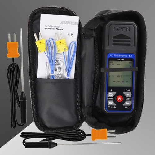 Digital K/J-type Thermocouple Thermometer with 4K-type Thermocouple, Digital Thermometer with Alarm and Adjustment Compensation, Temperature Measureme