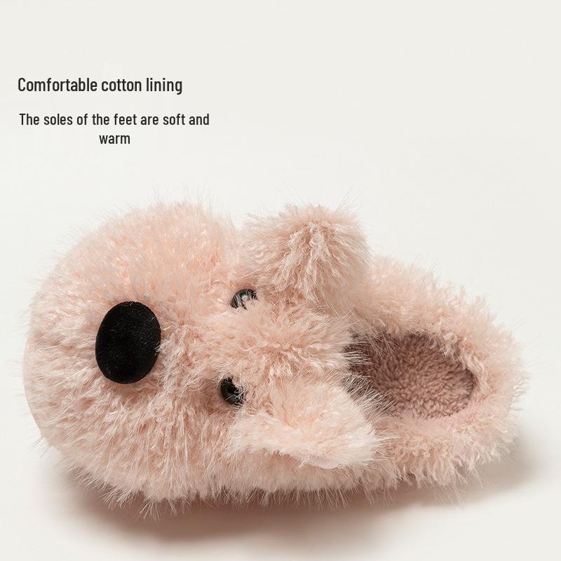 2025 Téli Aranyos Rajzfilm Kiskutya Gyerek Plüss Pamut Papucs Szülő-Gyermek, Lányoknak, Fiúknak és Nagyobb Gyerekeknek—Meleg & Kényelmes
