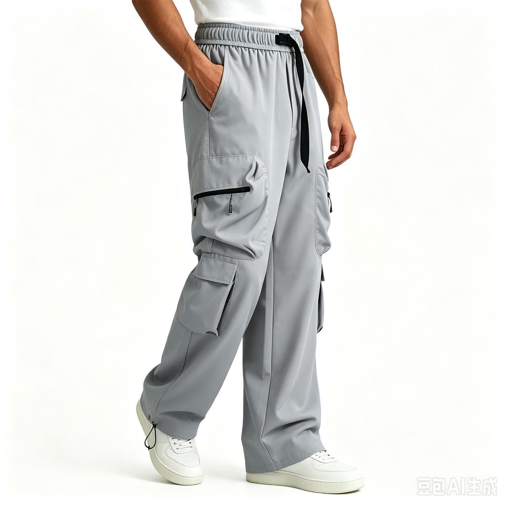 Herren Cargohose, Frühjahrs Outdoor Wanderhose, Bündchen Casual Arbeitshose für Herren