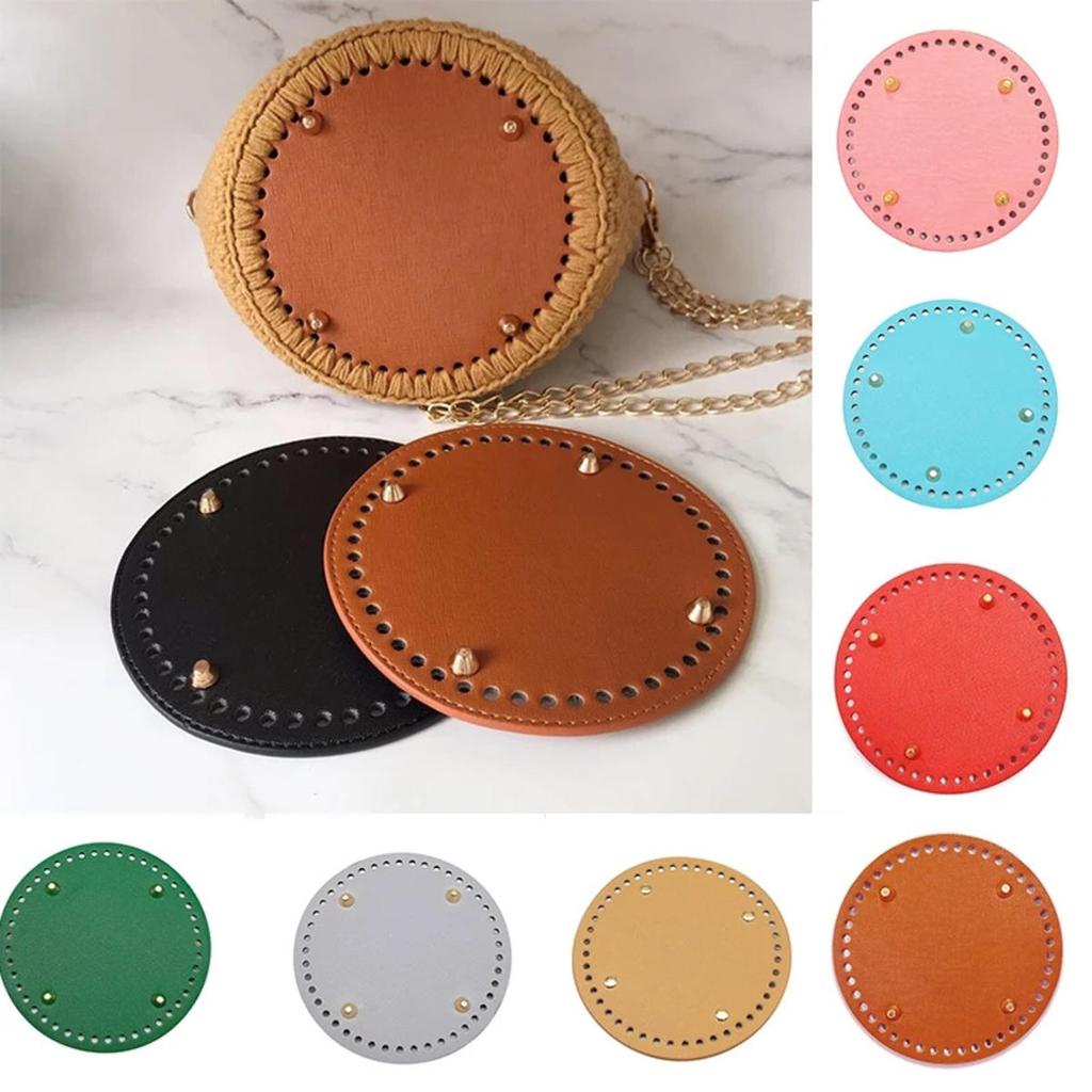 15*15cm Round Bottom For Knitted Bag PU Leather Bag Base with Holes Handmade DIY Crochet Bag Bottom Accessories