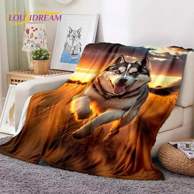 Cute Dog Samoye, Chihuahua, Husky, Koki Cartoon Soft Flannel Blanket for Beds Bedroom Sofa Picnic,Throw Blanket Outdoor Leisure
