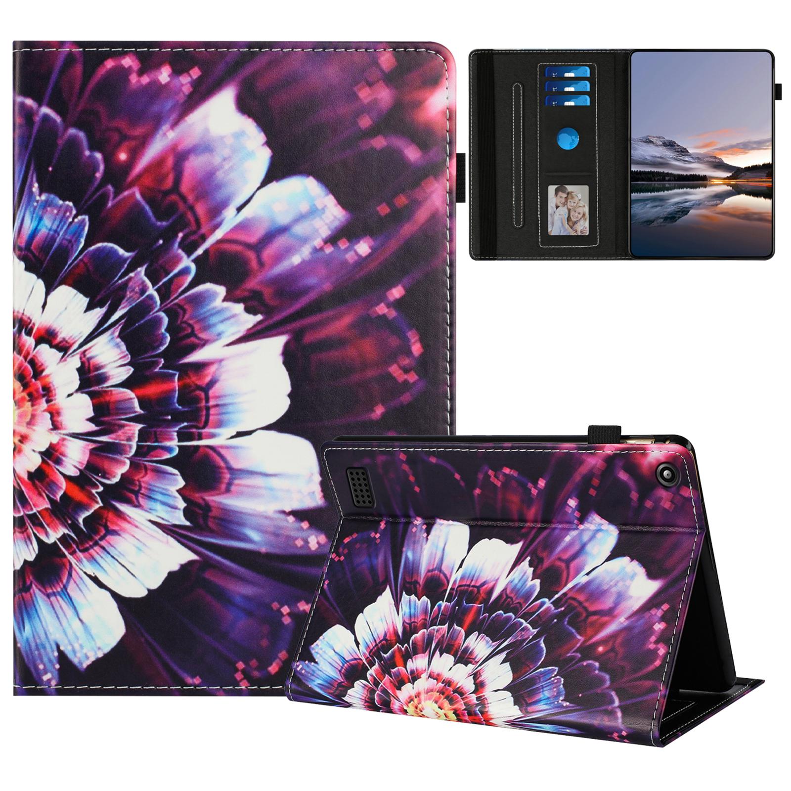 

Tablet Case For Amazon Fire HD 8 (2018)/(2017)/(2016) Pattern Leather Cover with Auto Sleep/Wake,Card Holder Colorful Flowers