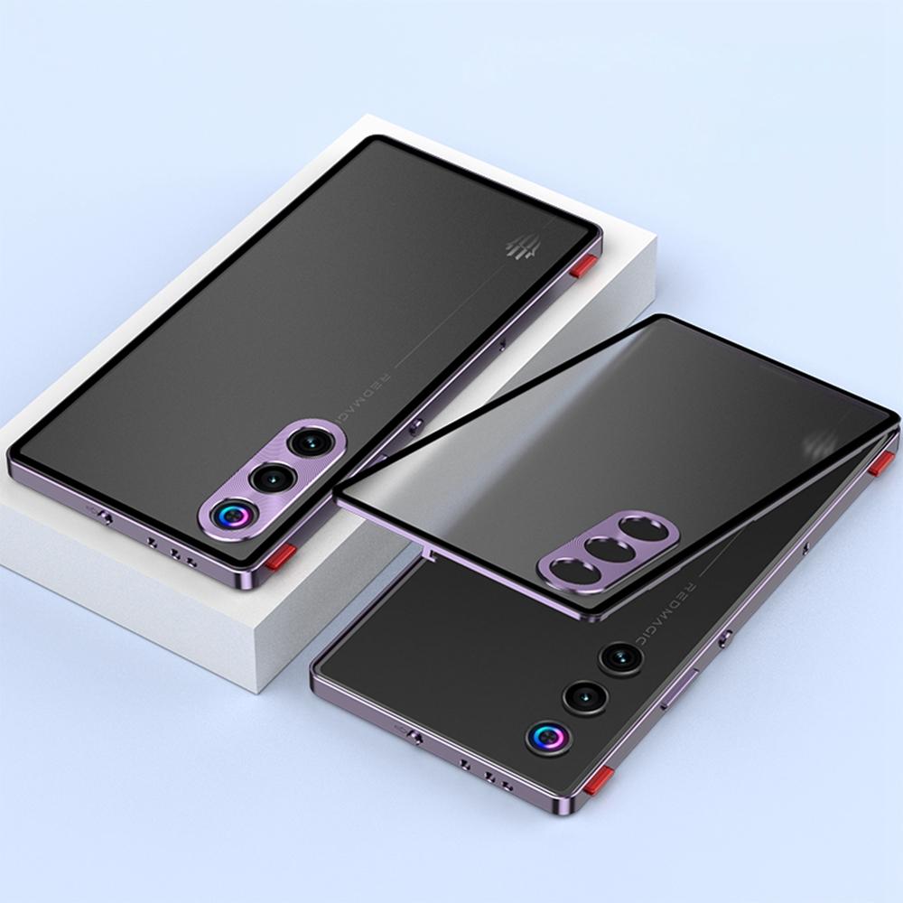 For ZTE nubia Redmagic 10 Air 5G Case Metal Frame Matte PC Back Phone Cover with Snap Button