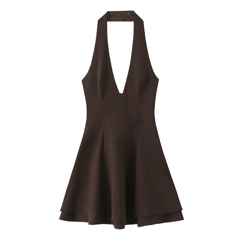 Kaslead New Women Clothes Western Style Fashion Simple Double-Layer Neck Collar Dress 3152249