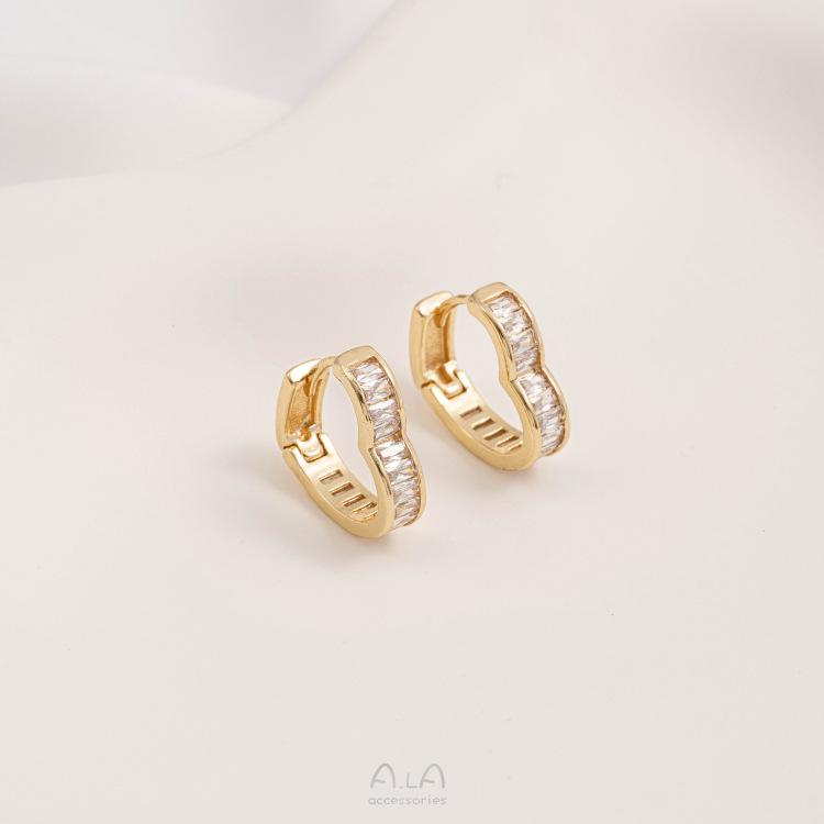 14K Gold-Filled Grüne, Rote & Bunte Zirkonia-Ohrringe & Herzförmige Ohrklemmen - Schlicht, luxuriös und exquisit.