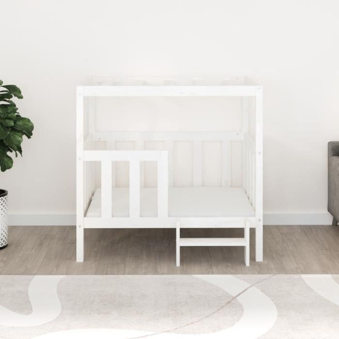 822388 vidaXL Lit pour chien Blanc 105,5x83,5x100 cm Bois de pin solide