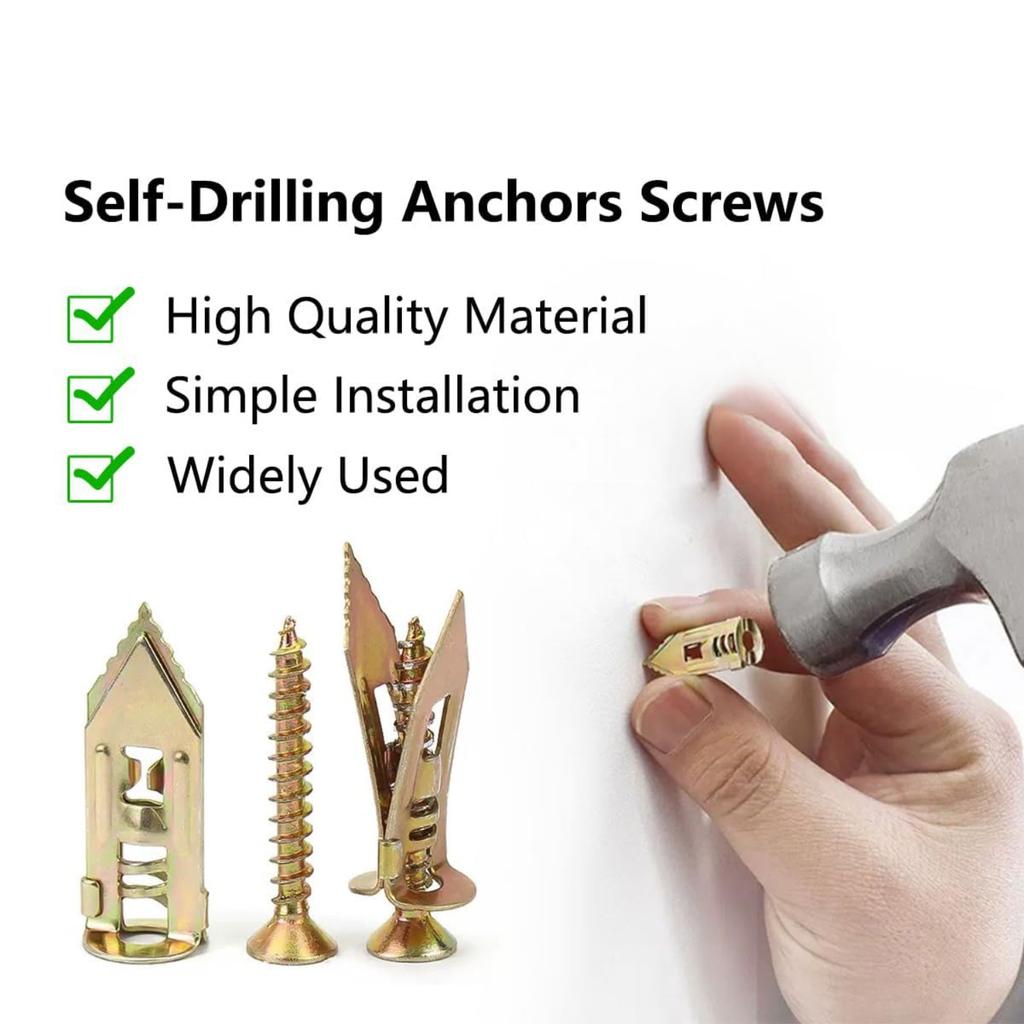 Self Drilling Anchors Screws, Self Drilling Drywall Anchors and Screws Kit for Wet and Fix Drywall Anchor Repair Tools for Fixing Garden Statue