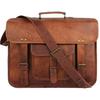 Leather Travel Messenger Office Crossbody Bag Laptop Briefcase College Satchel Computer Best Bag for Men and women Brownd