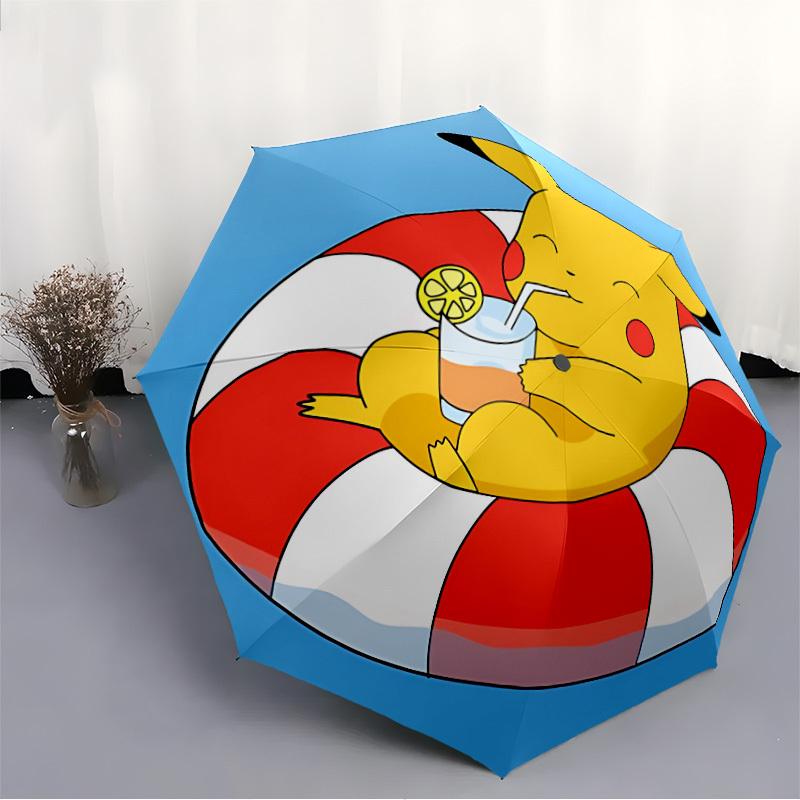Pikachu Automatic Folding Umbrella, 8 Ribs for All-Season Use, Portable for Travel & Outdoor Activities A0819066