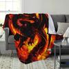 Flame Dragon Flannel Blanket – Soft Breathable Polyester – Vibrant Red Orange Throw – All-Season Cozy Decor