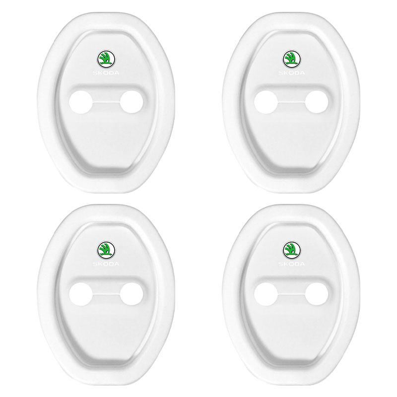 4Pcs Car Door Stopper Cover Door Lock Protective Covers For Skoda Octavia Superb Rapid Kodiaq Karoq Fabia Kamiq Roomster Citigo