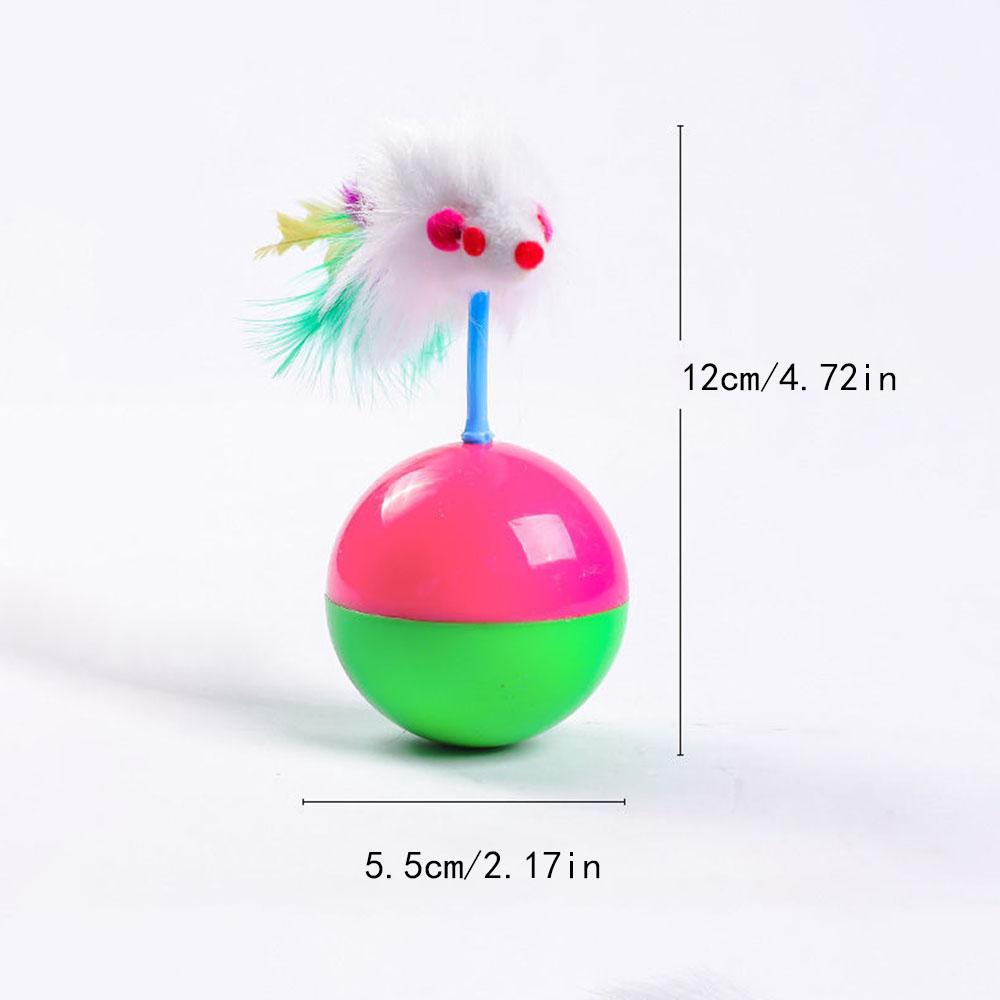 Cat Toys: Tumbler Mouse, Self-Play Feather Teaser Wand - Interactive Kitten Chew Chase Toys for Indoor Cats