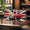 Plaque Métallique Mini-Cooper - Art Mural en Aluminium avec Design Union Jack, Voiture Rouge & "MINI-COOPER" , Parfait pour la Maison, le Bar, le Garage, la Loi