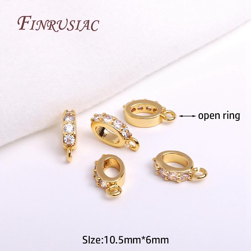 18K Gold Plated Zircon-Set Pendant Bail with Open/Closed Ring Connector For DIY Jewelry Making Supplies Accessories Wholesale