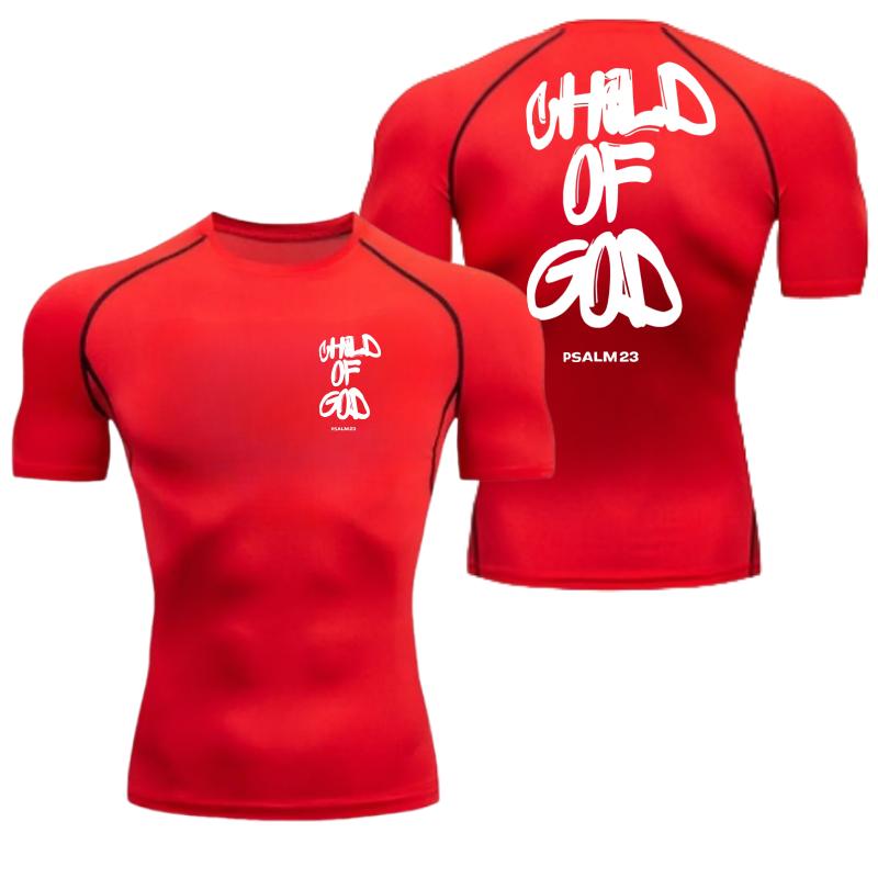 Summer Men Compressed Shirt Sports Quick Drying Fitness T-shirt Tight Faith Inspired" Back Print Jersey - Stretchy Short Sleeve