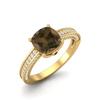 7mm Cushion Shape Smoky Quartz 925 Sterling Silver Gold Vermeil Solitaire Women Engagement Ring