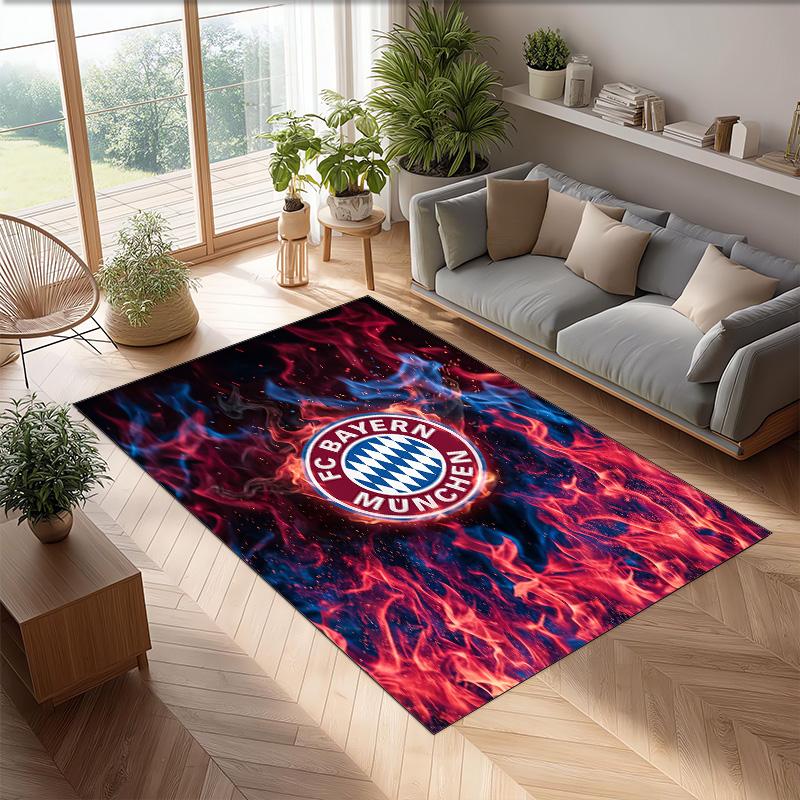 FC Bayern München Fußball Muster Weicher Teppich Rutschfest für Innenbereiche Sport Dekor Matte für Schlafzimmer