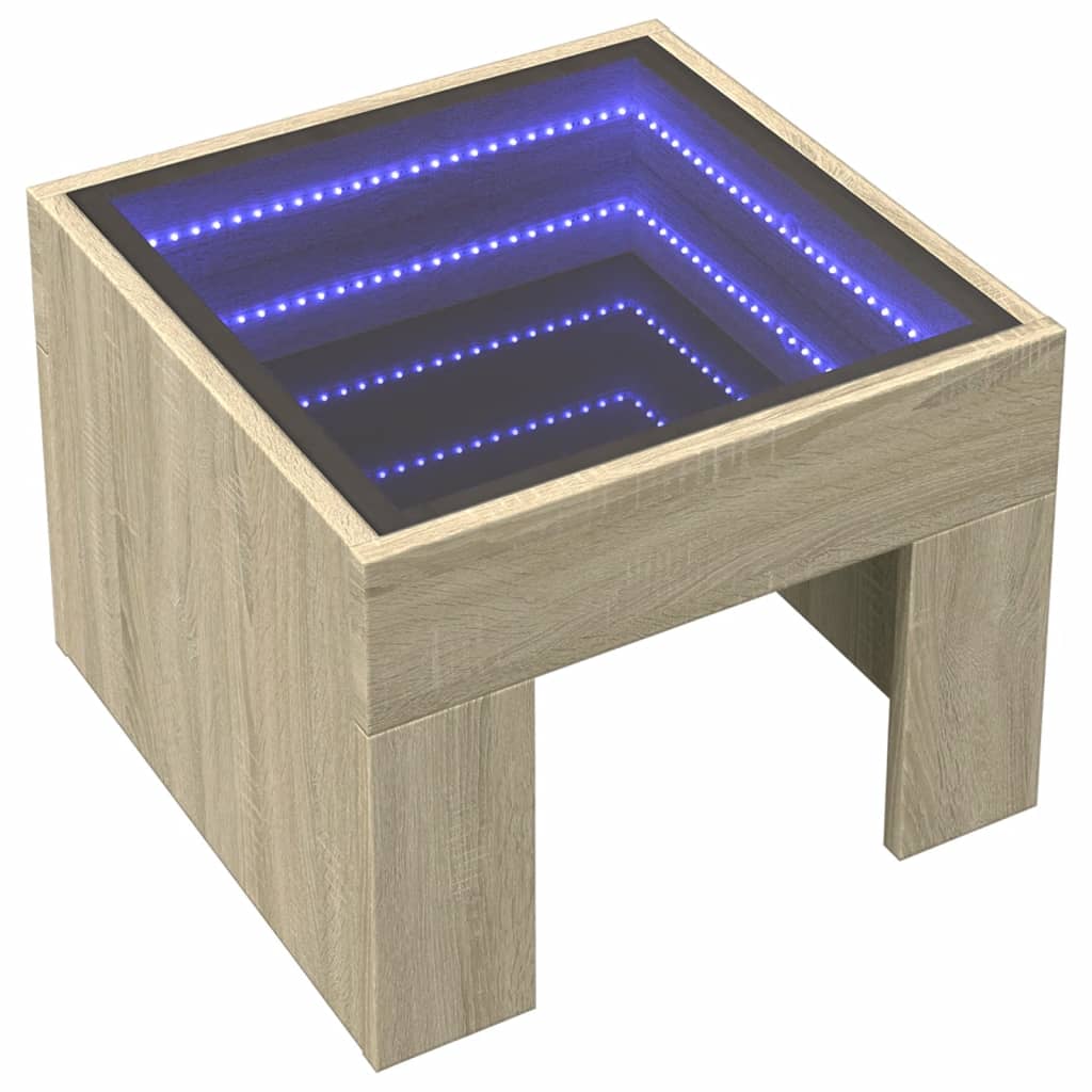 Vidaxl Stolik Nocny Z Led Infinity, Dąb Sonoma, 40X40X30 Cm