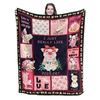 Cartoon Pig Print Flannel Blanket Sofa Nap Blanket Sheet Bedspread Blanket