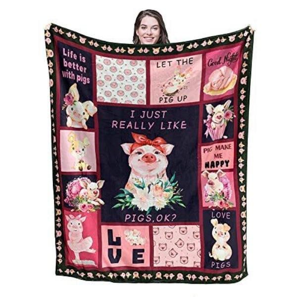 Cartoon Pig Print Flannel Blanket Sofa Nap Blanket Sheet Bedspread Blanket