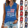 Women's Fashion Letter Print Zip-Up Sleeveless Tank Top
