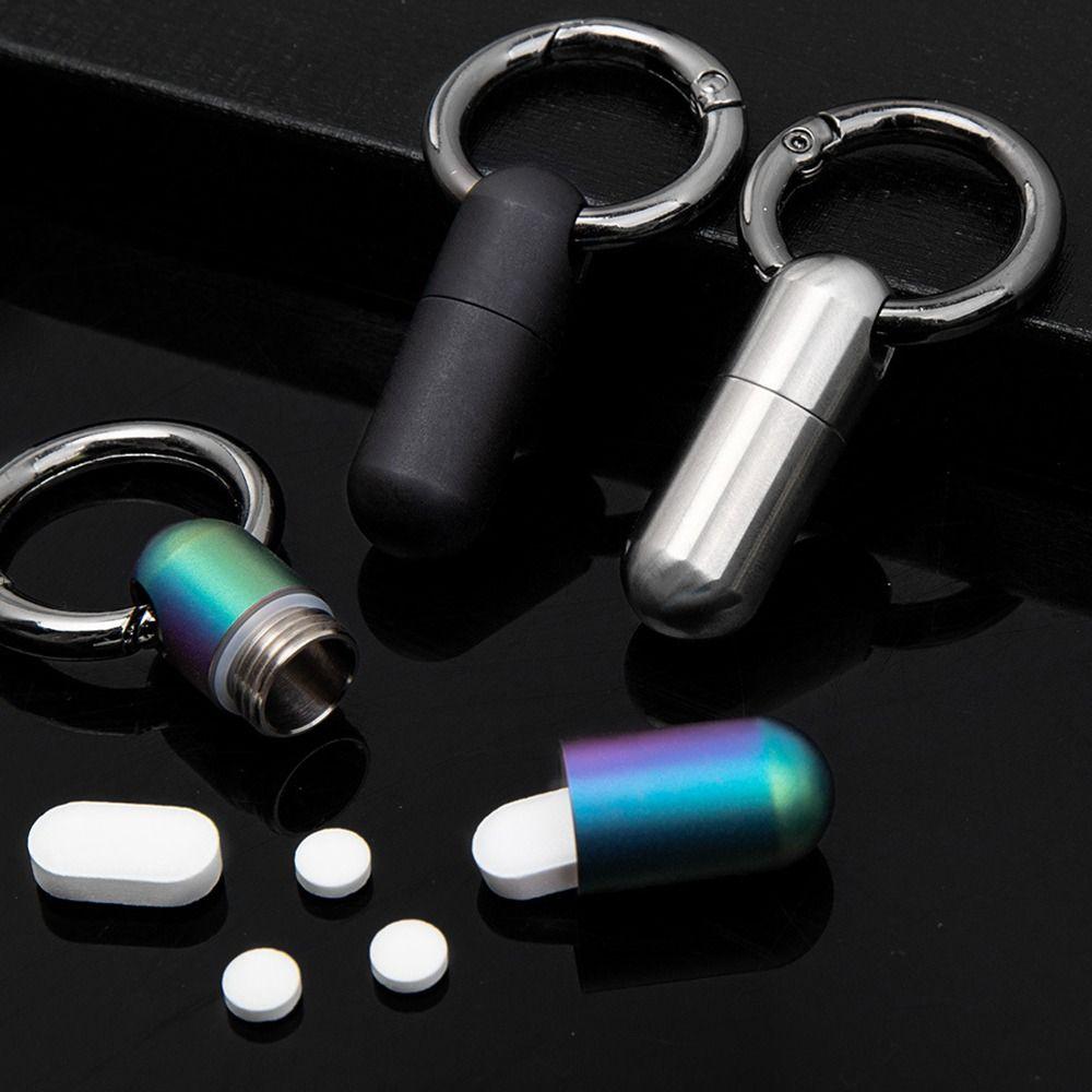 Sealed Design Pure Titanium Pill Box Waterproof Ultra-light Weight Portable Pill Organizer Keyring Attachment Anti-Rust