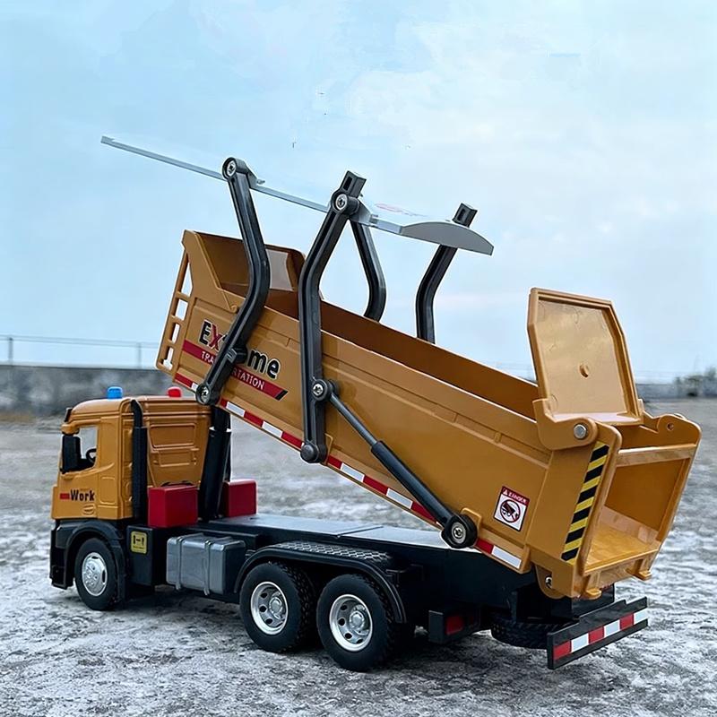 1/24 City Heavy Electric Tipper Dump Truck Model Metal Slag Coal Mine Transport Vehicles Car Model Sound and Light Kids Toy Gift