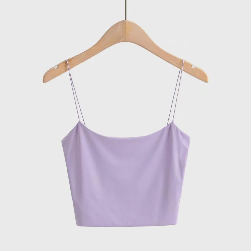 2023 Spring/Summer U-Neck Slim Vest Top In Pure Color with Thin Suspenders for Women