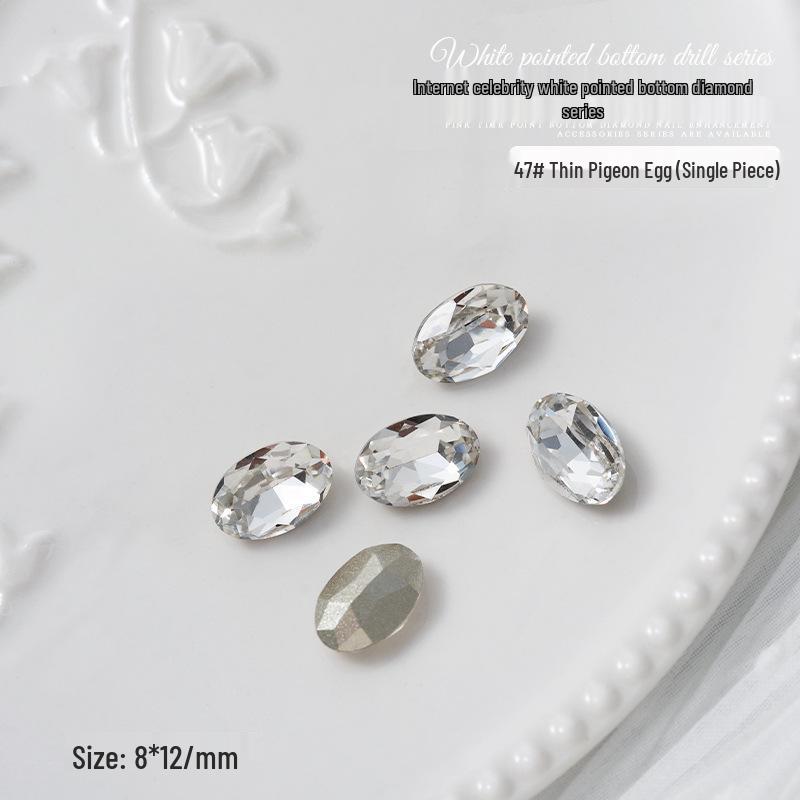 Nail Art Decorations: Transparent Pointed Rhinestones - Heart, Water Drop, Square, Butterfly Shapes