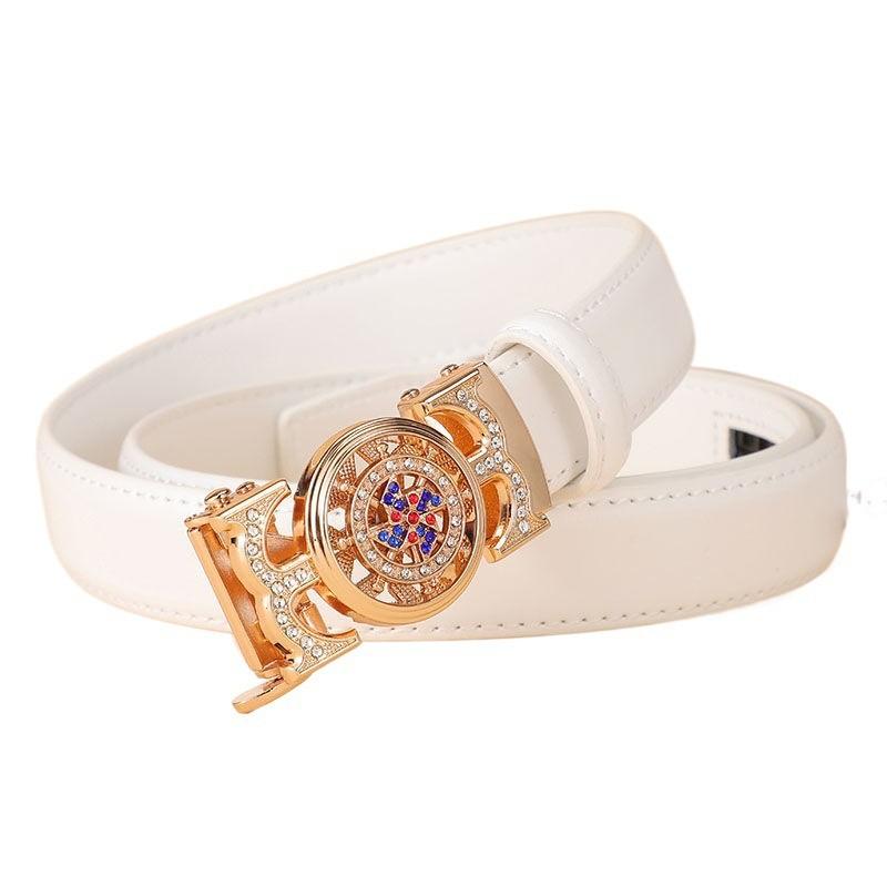 Fashion Stylish Womens Versatile Automatic Buckle Decorative Denim Belt For 2024
