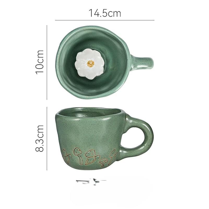 Shangqi 3D Ceramic Daisy Coffee Mug Set (2-Pack)
