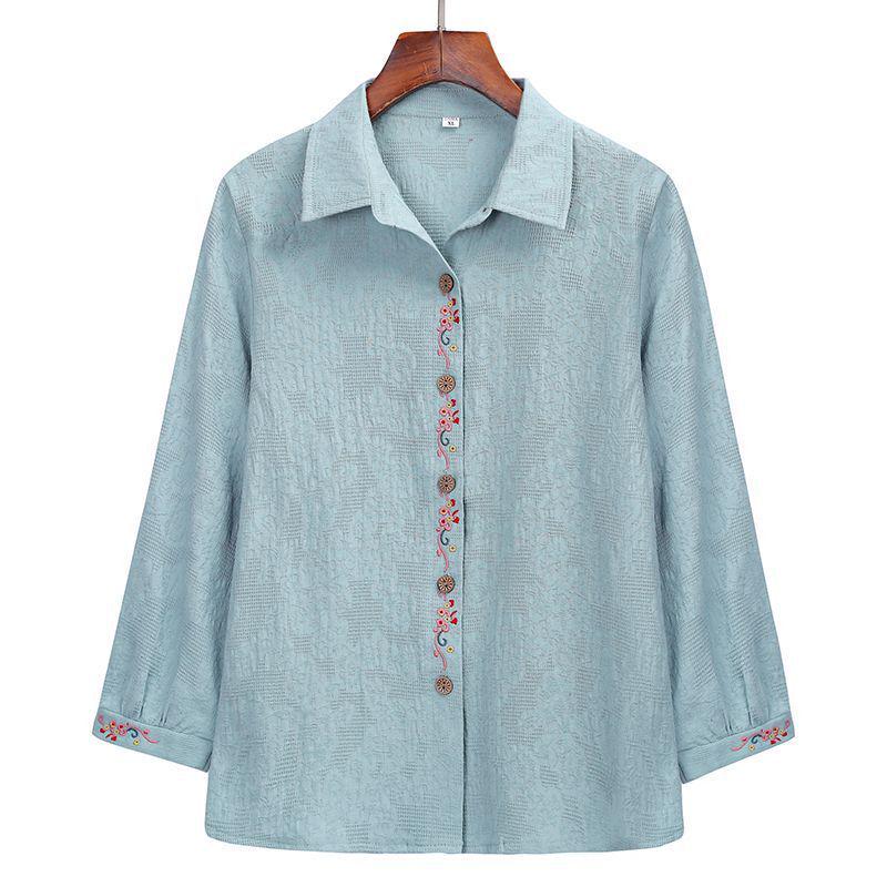 

Grandma s Stylish Summer Cardigan Set - Casual, Loose-Fit Long-Sleeve Top for Older Women XL [80-105 lbs]