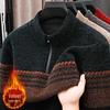Men's Winter Half-Zip Thick Knit Sweater with Plus Velvet Collar